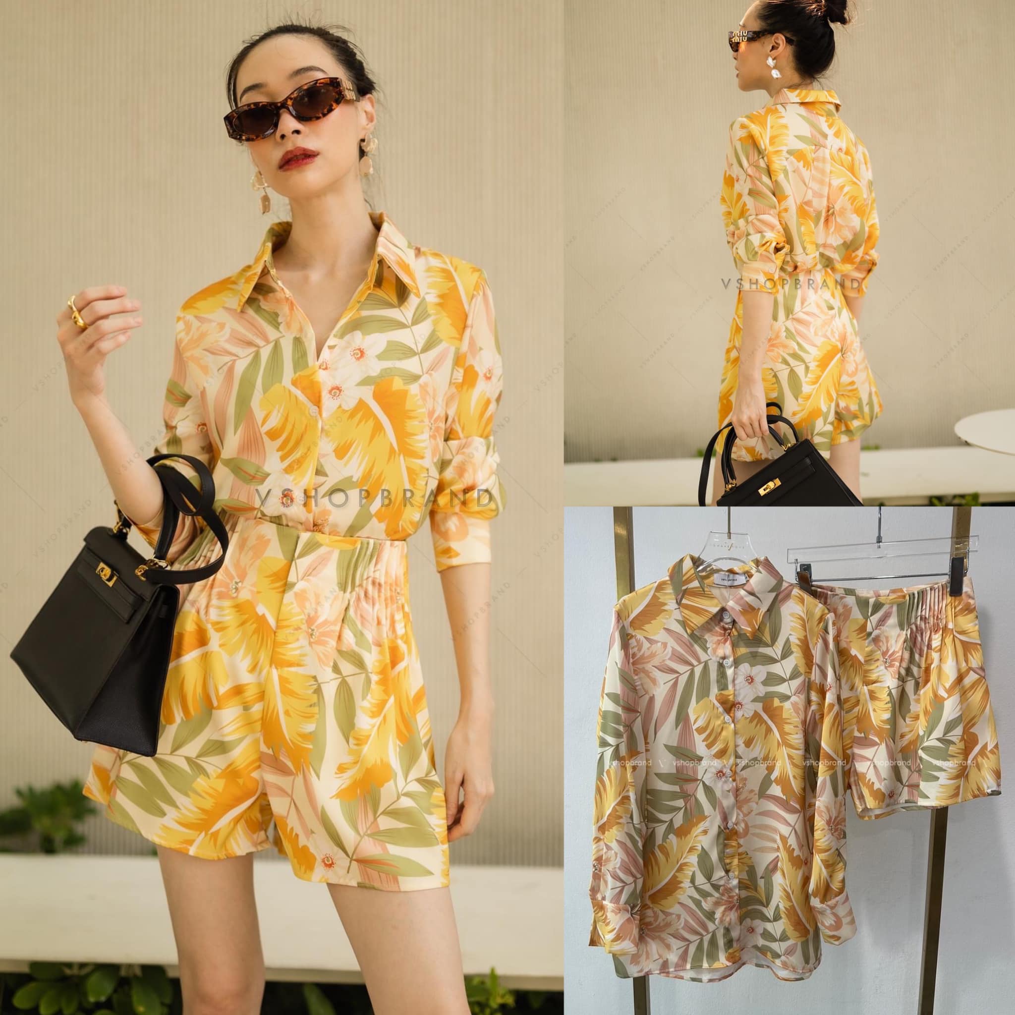 SET เชิ้ตลายforest+ขาสั้น สินค้าคุณภาพ (พร้อมส่ง)