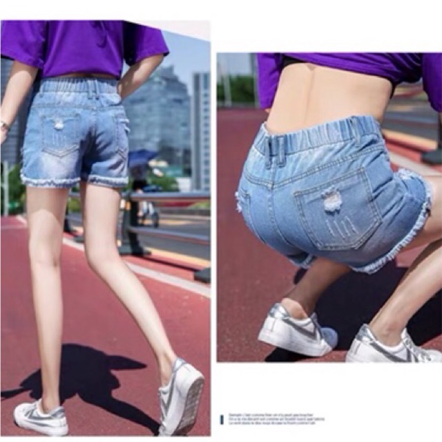 กางเกงยีนส์ขาสั้นไซส์ใหญ่ 5XL เอว 38-40 นิ้ว กางเกงคนอ้วน สาวอวบ FF0289