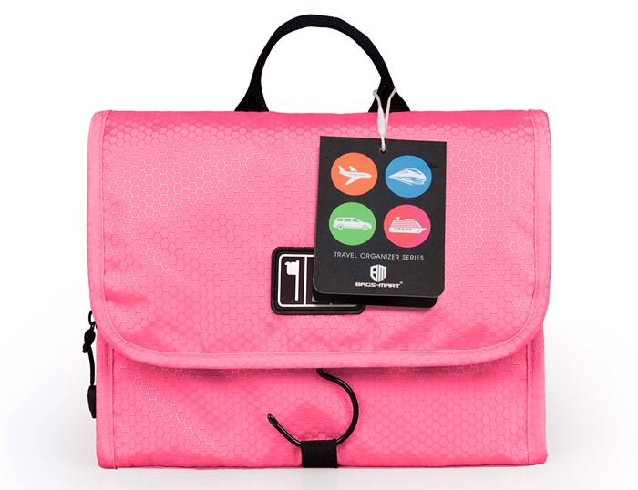 Bagsmart กระเป๋าใส่อุปกรณ์อาบน้ำ คุณภาพสูง ใส่อุปกรณ์อาบน้ำ แขวนได้ สำหรับเดินทาง ท่องเที่ยว (Pink)