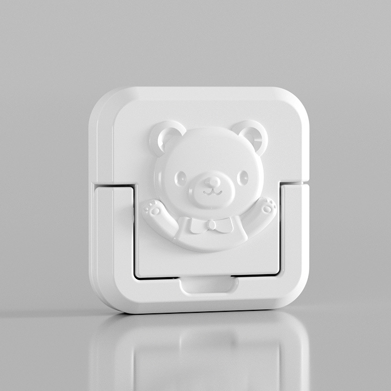 [แพ็ค 10 ชิ้น] ตัวอุดปลั๊กไฟ ที่อุดรูปลั๊กไฟ สำหรับปลั๊กไฟไทย ลายหมี สีขาว/ดำ มีตัวดึง