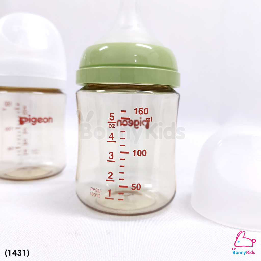 (1431) Pigeon (พีเจ้นท์) SofTouch PPSU ขวดคอกว้างสีชา 5oz แพ็ค 2 ขวด (0m+)