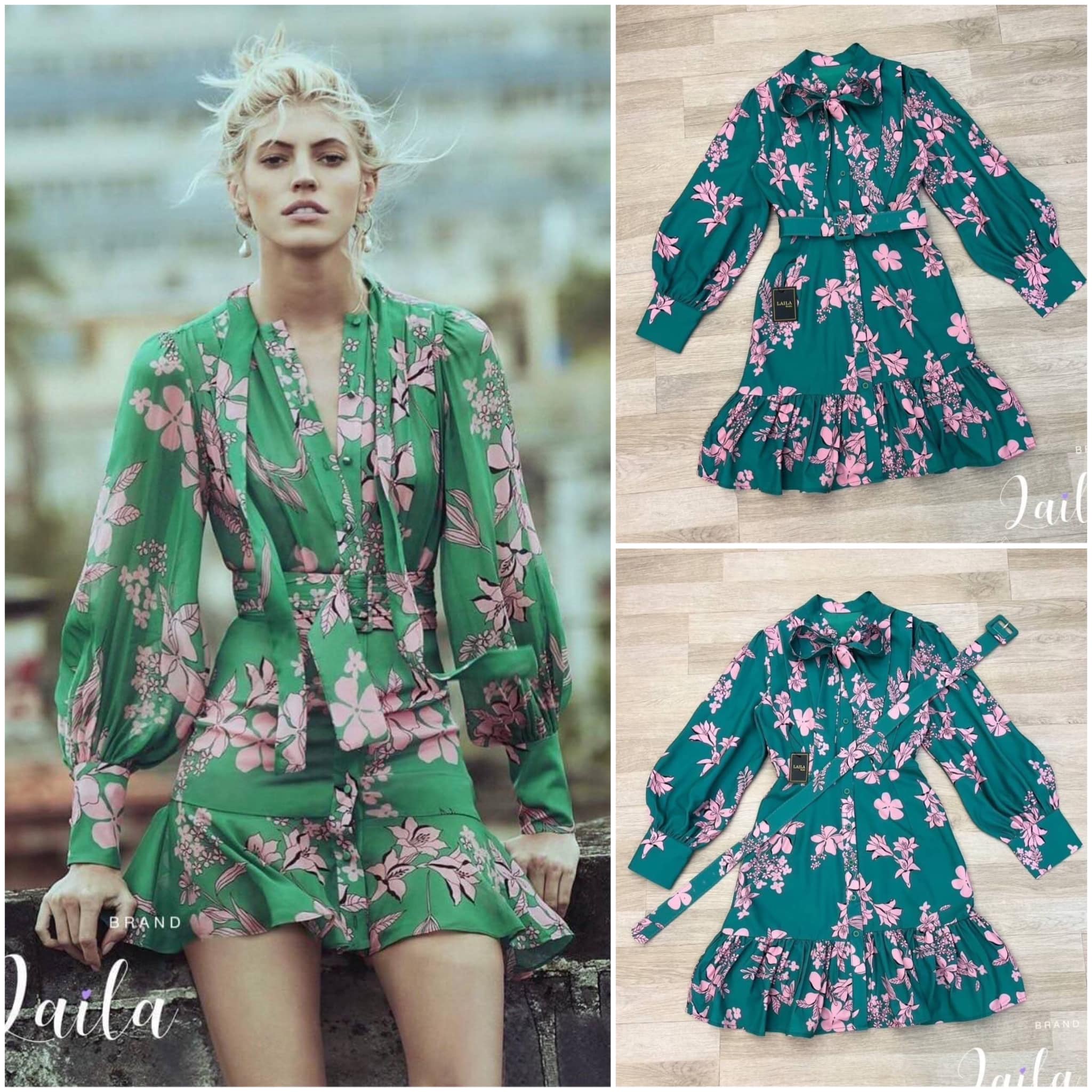 minidress งานทรงzara แขนยาวพองๆ แต่งผูกโบว์ช่วงคอ งานแต่งกระดุมหน้า มาพร้อมสาย เข็มขัดปั้มลายเดียวกับชุด สีสวยคมชัดค่า สินค้าคุณภาพ (พร้อมส่ง)