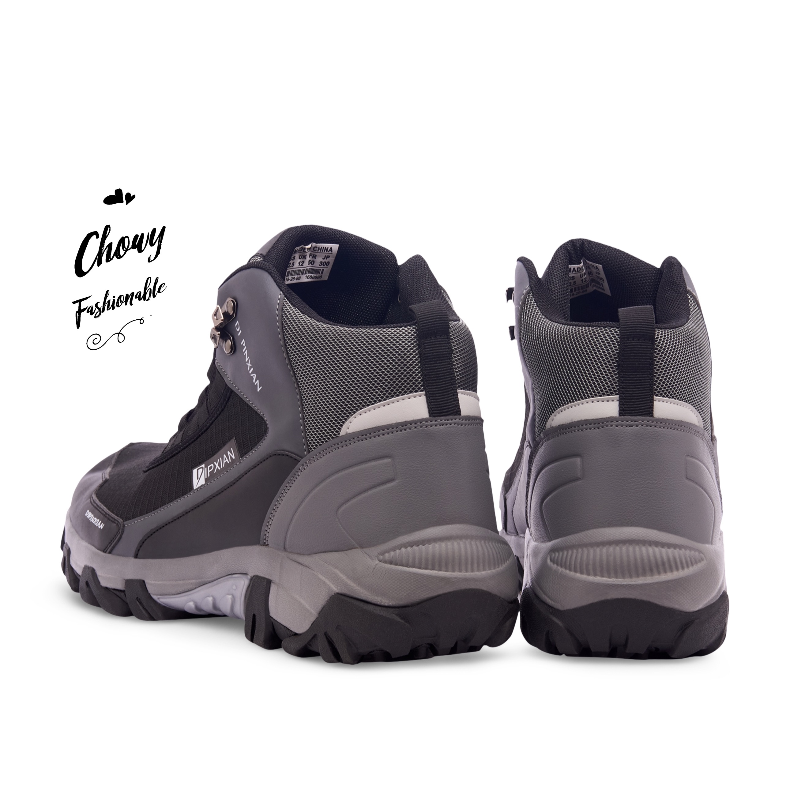 รองเท้าผ้าใบผู้ชายไซส์ใหญ่ 50-54 Men Fashion Sneaker ทรงข้อสูง หุ้มข้อ สีดำ KR1232