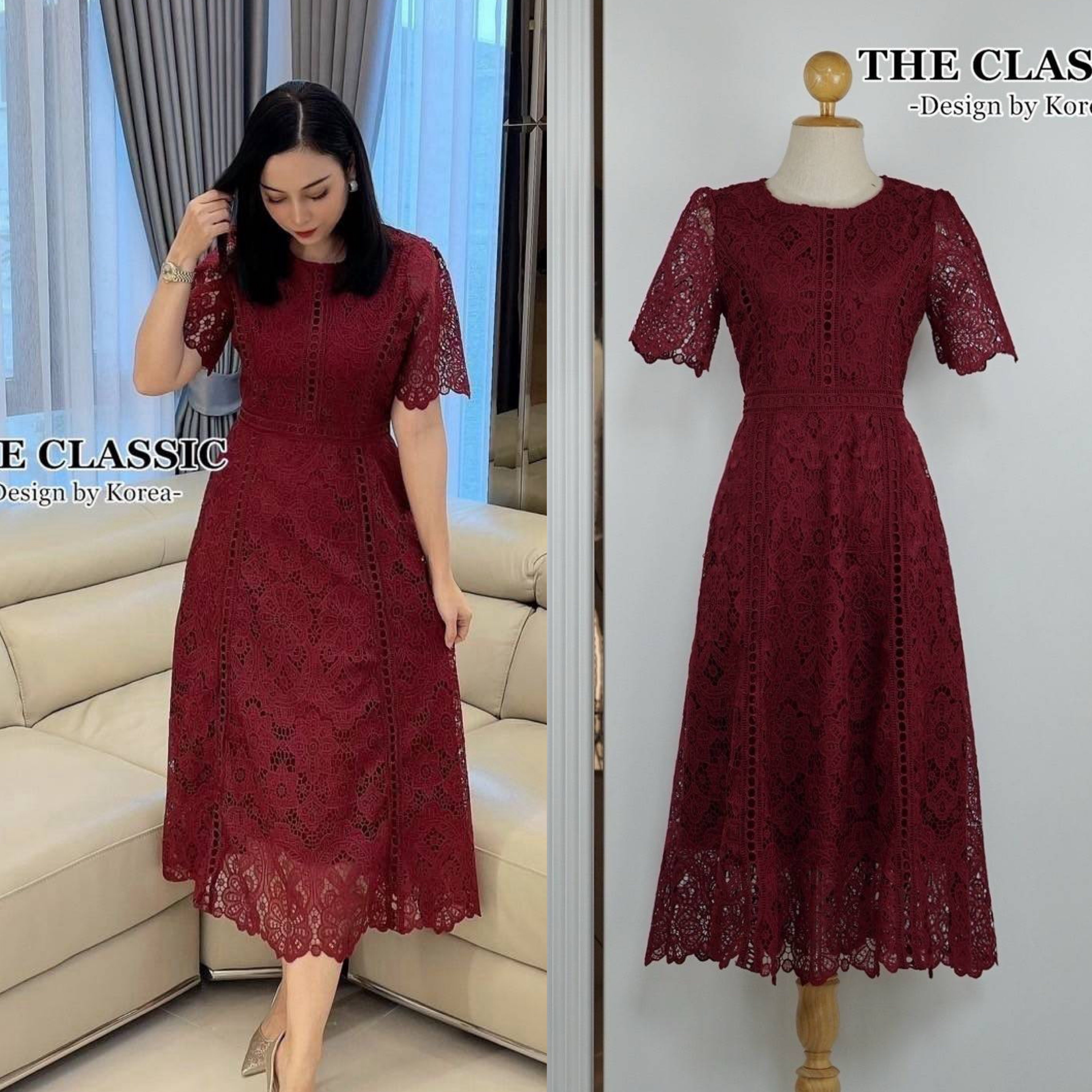 (ไซส์อก46) เดรสยาวลูกไม้ คอกลมใช้ผ้าลูกไม้เนื้อหนาอย่างดี ขึ้นลวดลายดอกไม้ ลายชัด ผ้าแน่นสวย ตัดต่อเพิ่มดีเทลแต่งด้วยลูกไม้ทรงกลมหลายจุด ใส่สบาย : สินค้าคุณภาพ (พร้อมส่ง)