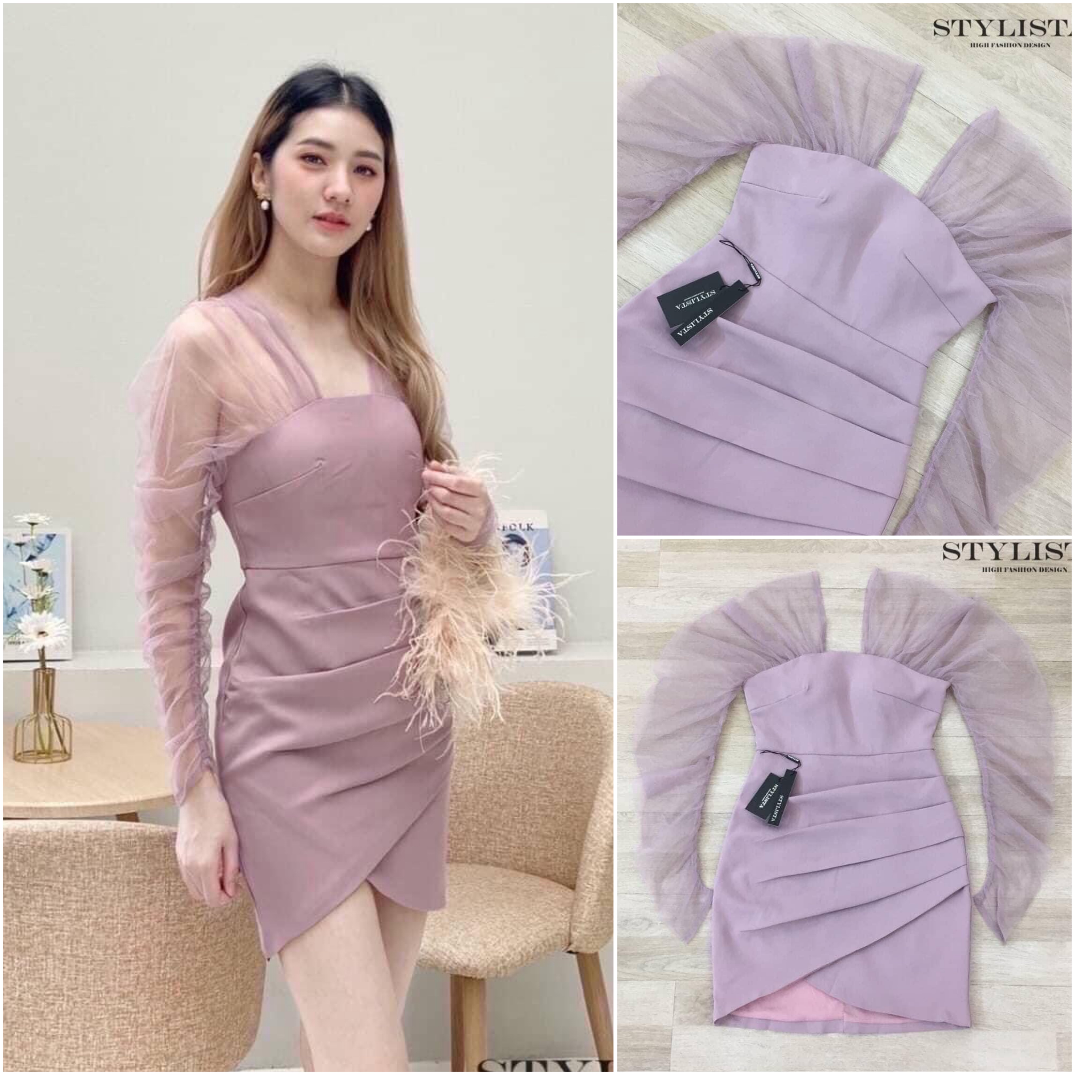 เดรสทรงพอดีตัว เเขนยาวซีทรู ใส่สวยเซ๊กซี่เบาๆ ดูดีเหมือนเซเลปเลยค่ะ สินค้าคุณภาพ (พร้อมส่ง)