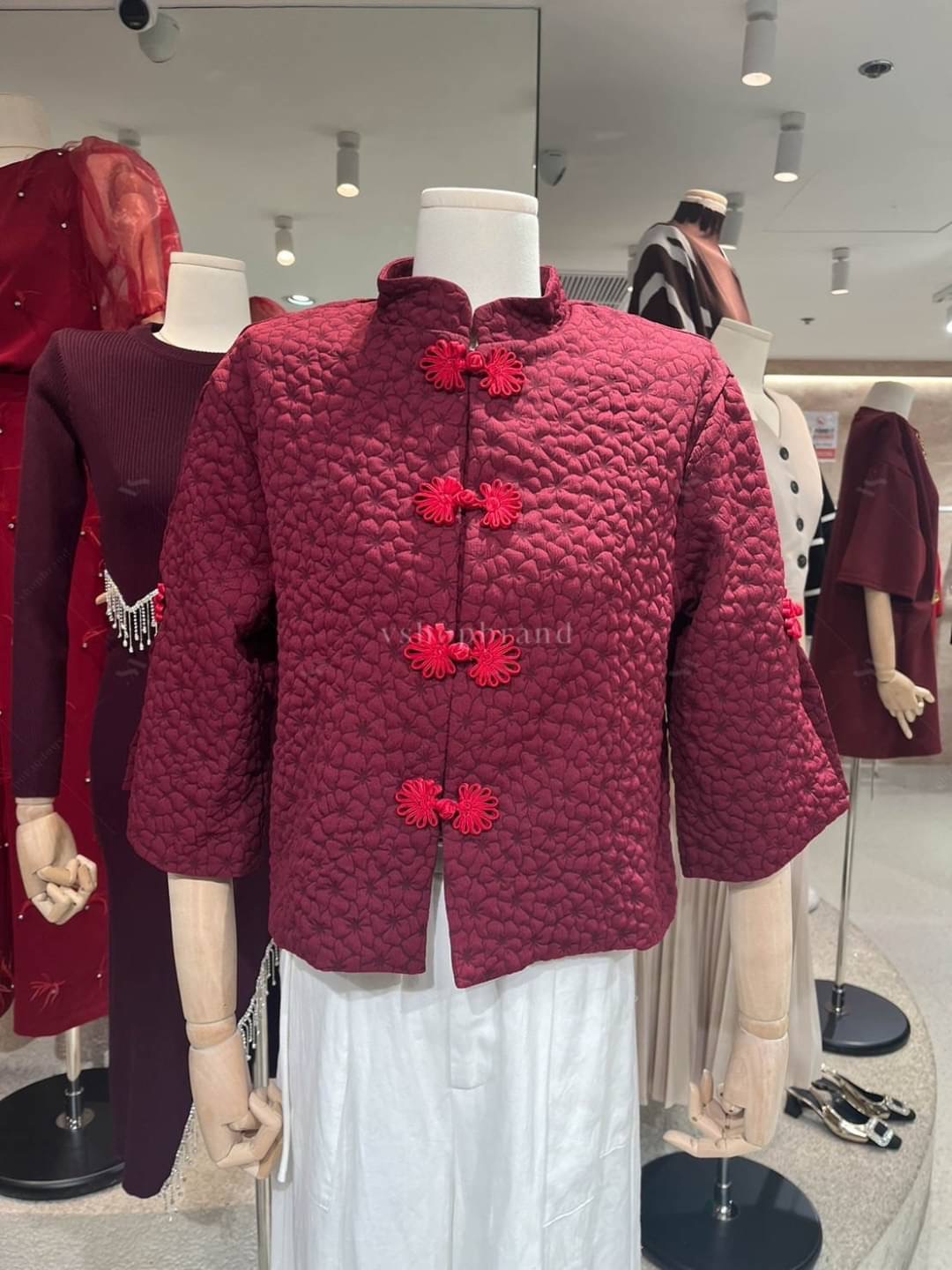 เสื้อกี่เพ้าลายดอกผ้านูน ใส่สบาย : สินค้าคุณภาพ (พร้อมส่ง)