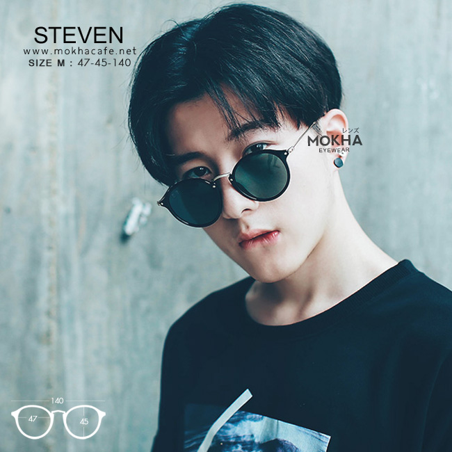 [pre-order] แว่นกันแดด STEVEN - brown ทรงกลม ขาโลหะ 140 mm. (sizeM)