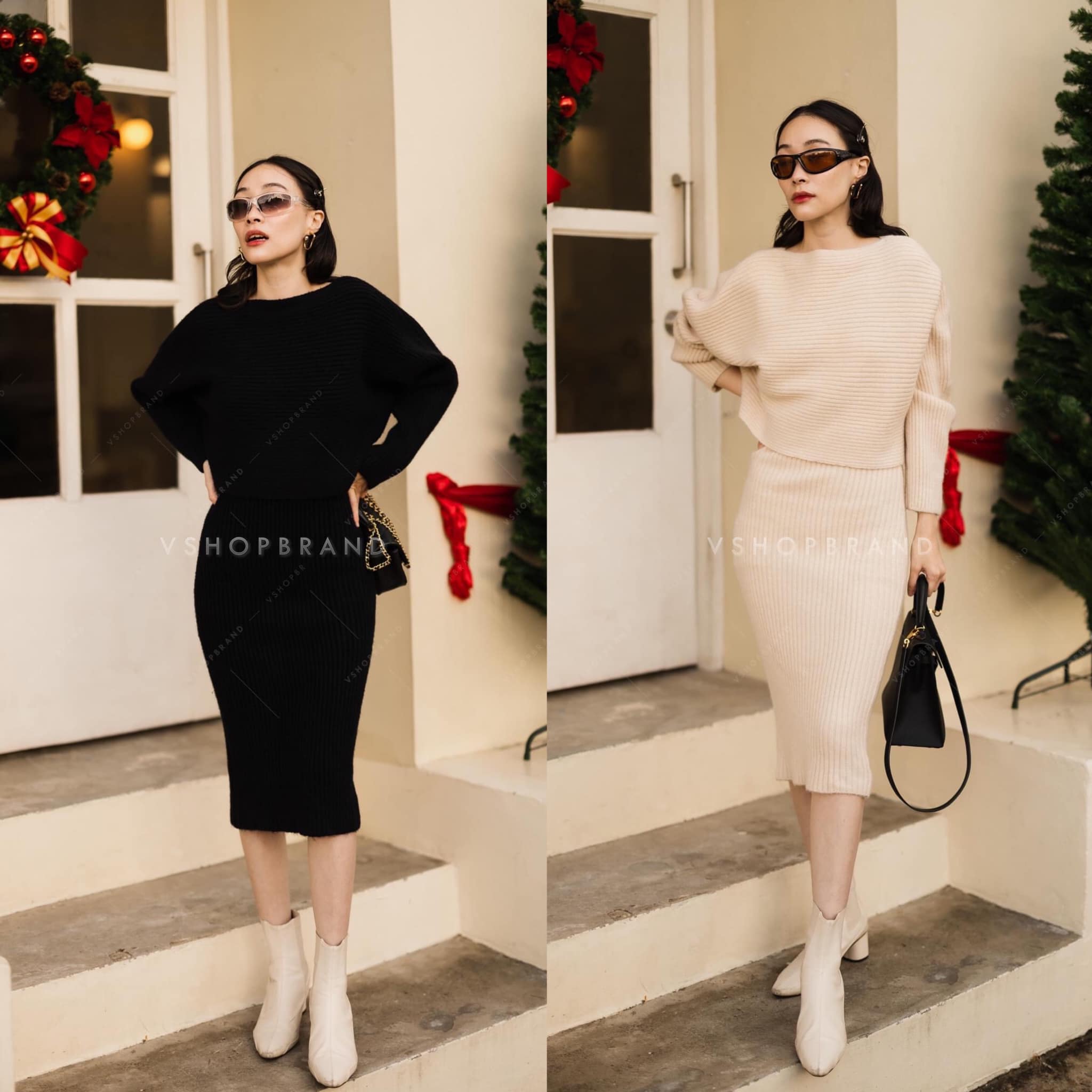 Set เดรสกล้ามผ้าร่อง + เสื้อครอปแขนยาว : สินค้าคุณภาพ (พร้อมส่ง)