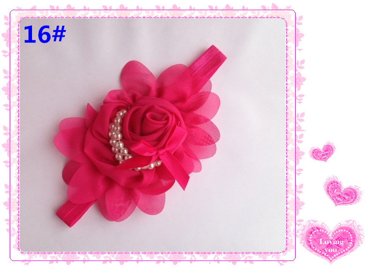 ผ้าคาดผมทารก ดอกไม้ประดับเส้นมุก น่ารักสไตล์ยุโรป