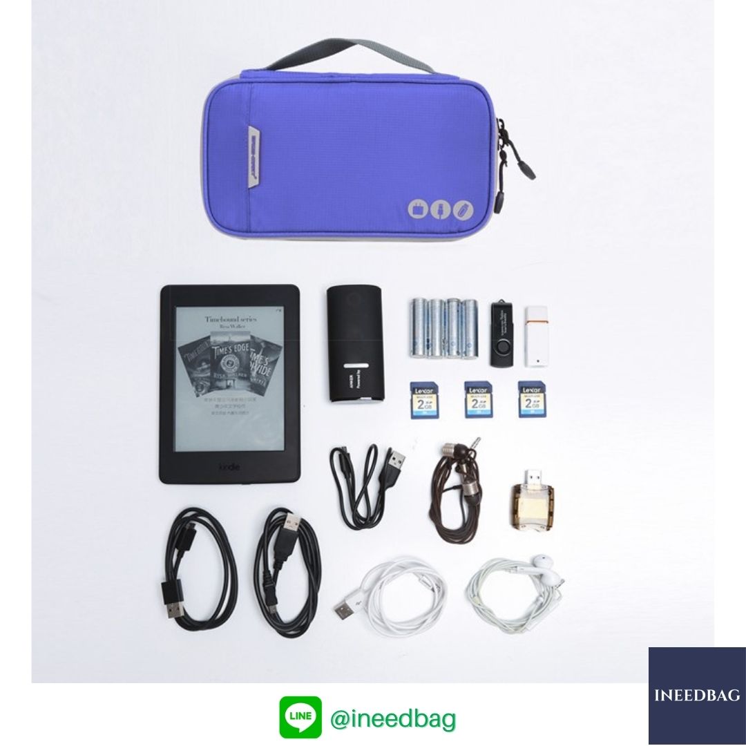 ฺBagsmart กระเป๋าจัดระเบียบอิเล็กทรอนิกส์ กระเป๋าใส่สายชาร์จ กระเป๋าใส่ฮาร์ดดิสก์ กระเป๋าใส่อุปกรณ์ไอที มีสองชั้น ช่องเยอะพิเศษ มีหูหิ้วพกพาสะดวก (น้ำเงิน)