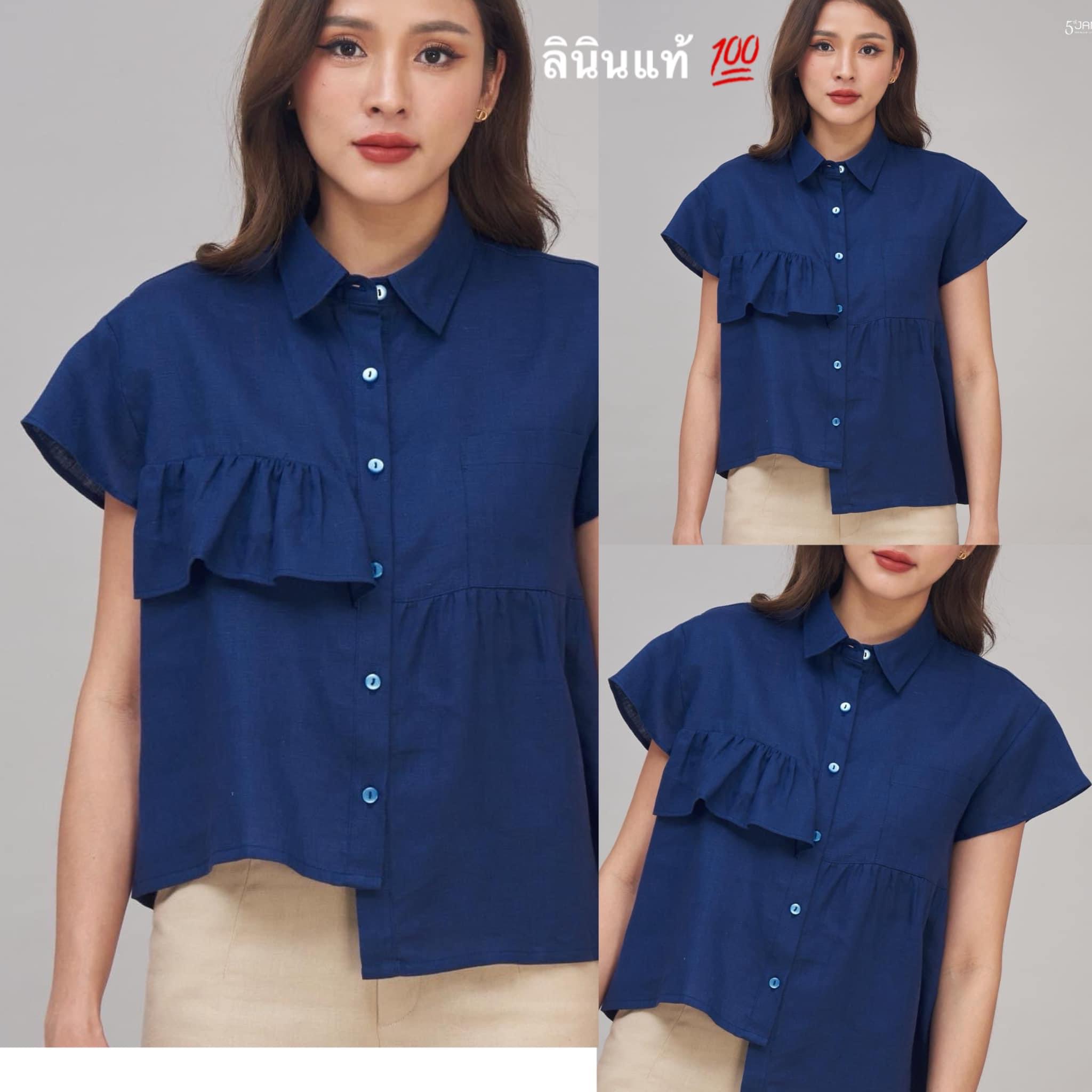เสื้อเชิ้ตคอปกแขนสั้น ผ้าลินินแท้ 100% ใส่สบาย : สินค้าคุณภาพ (พร้อมส่ง)
