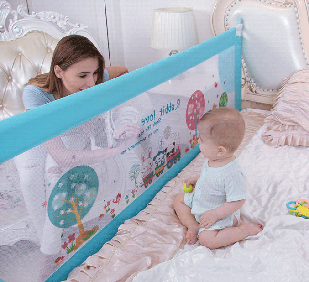 ที่กั้นเตียง กันเด็กตกเตียง ที่กันเตียงนอน Baby Bed Protection ปรับขึ้น-ลงแนวดิ่ง ติดตั้งง่าย แข็งแรงทนทาน 5 ฟุต, 6 ฟุต