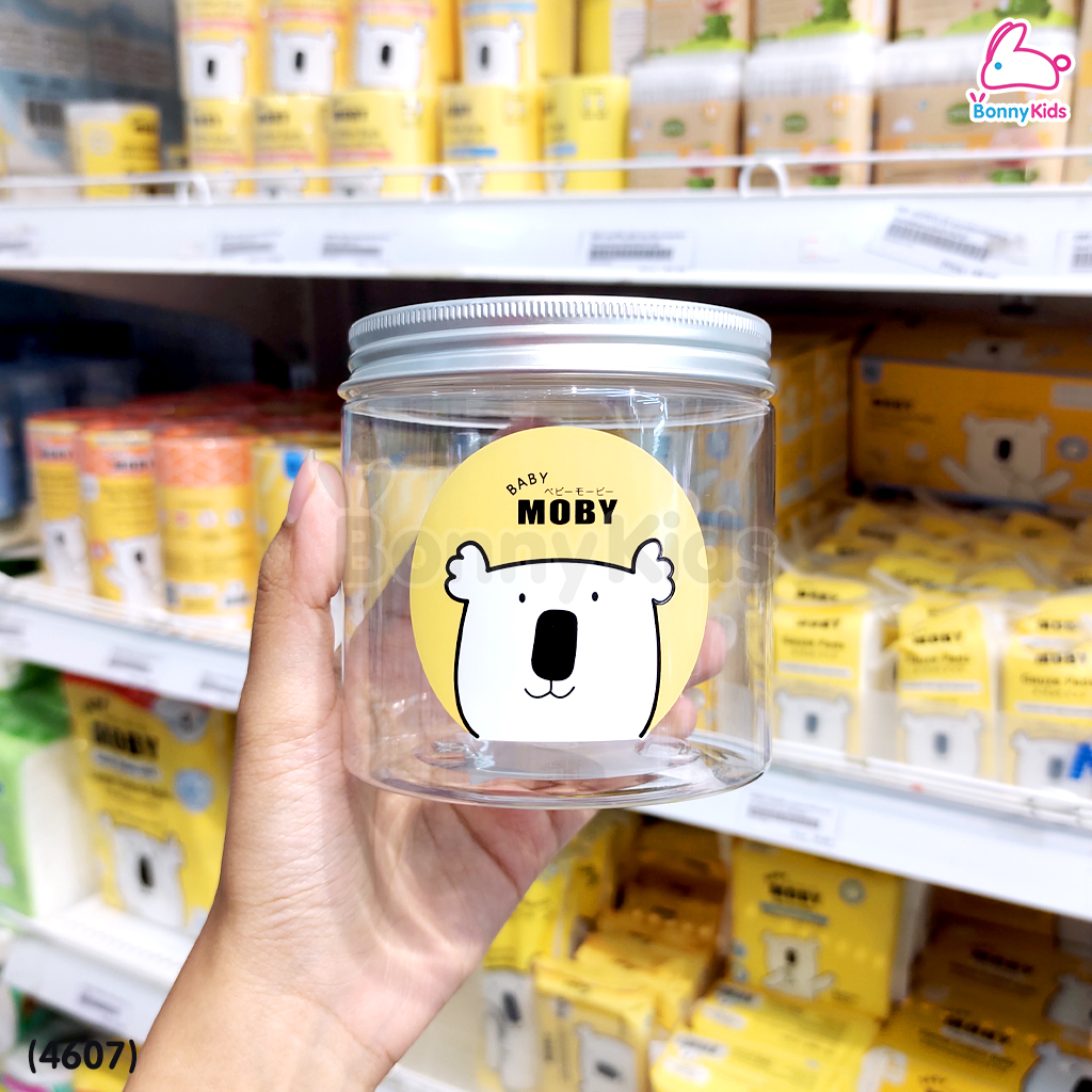 (4607) Baby Moby (เบบี้โมบี้) กระปุกใสใส่สำลี มีฝาปิด 2 ชั้น