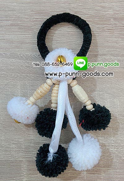 ที่รัดผม ตุ้มชาวเขา โทนขาว-ดำ