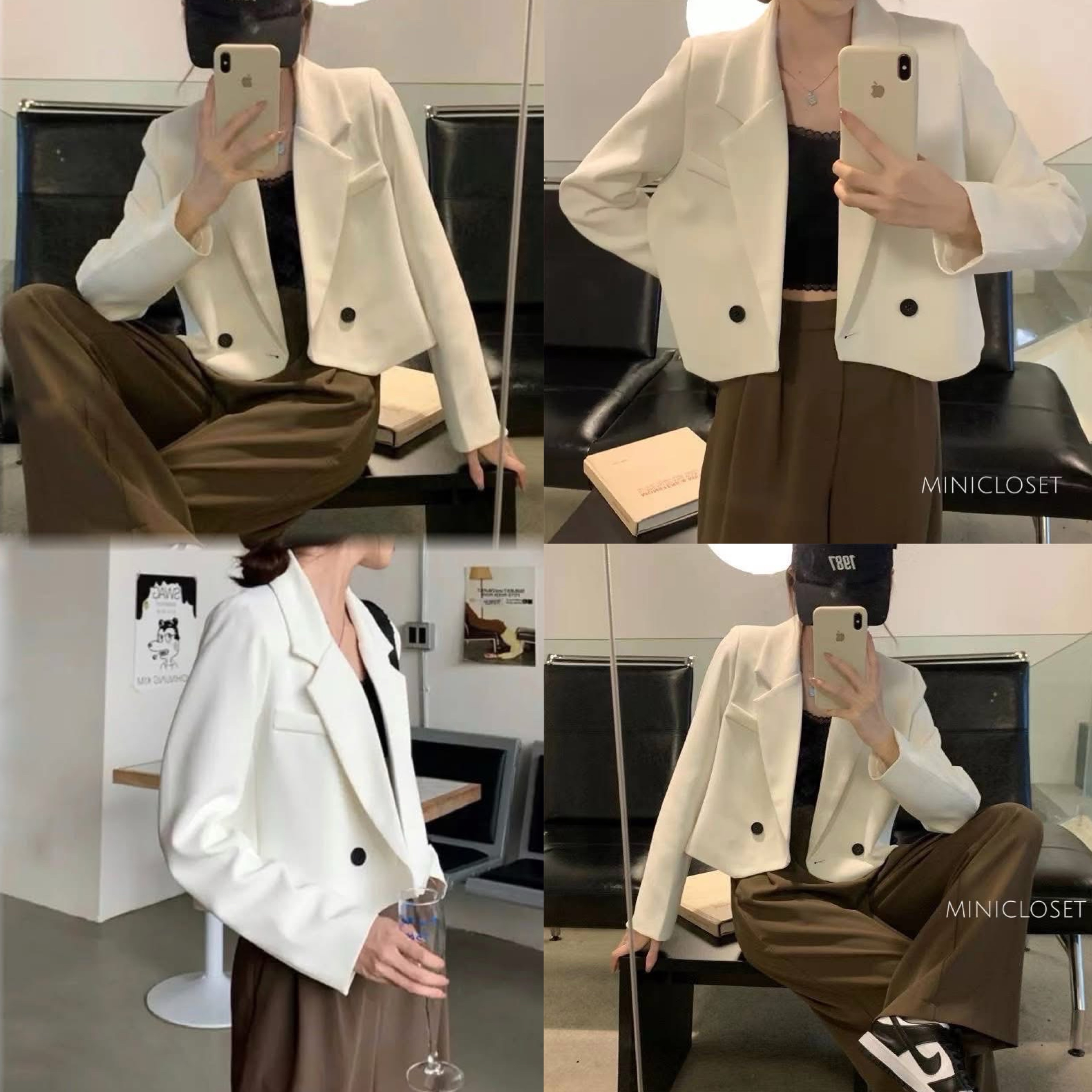 เสื้อBlazer ผ้าสูทมีซับในอย่างดี ขนาดเต่อกำลังดี ใส่คลุมเดรสก็สวย ใส่สบาย : สินค้าคุณภาพ (พร้อมส่ง)