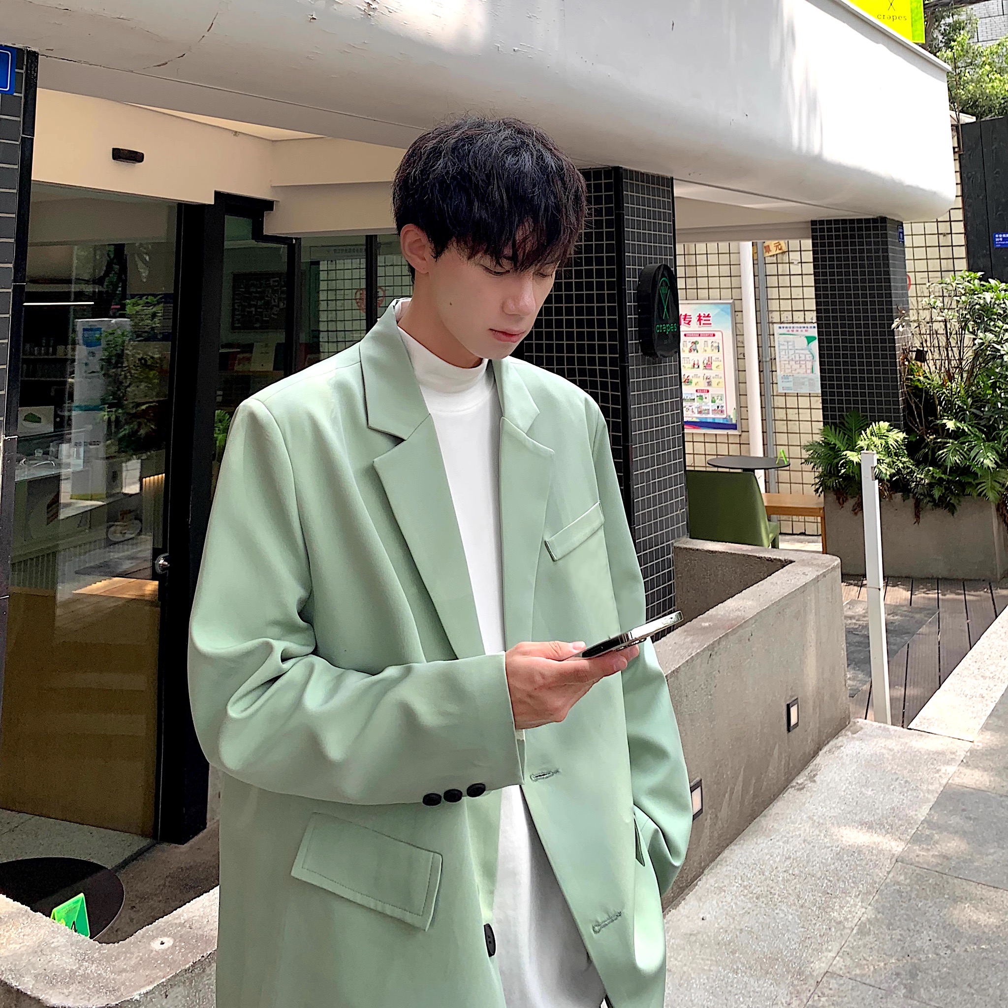 เสื้อสูทผู้ชายไซส์ใหญ่ 3XL - 5XL อกเสื้อ 50 นิ้ว เสื้อสูทโอเวอร์ไซส์ เบลเซอร์ผู้ชายอวบอ้วน Men Blazer Oversize FF0334