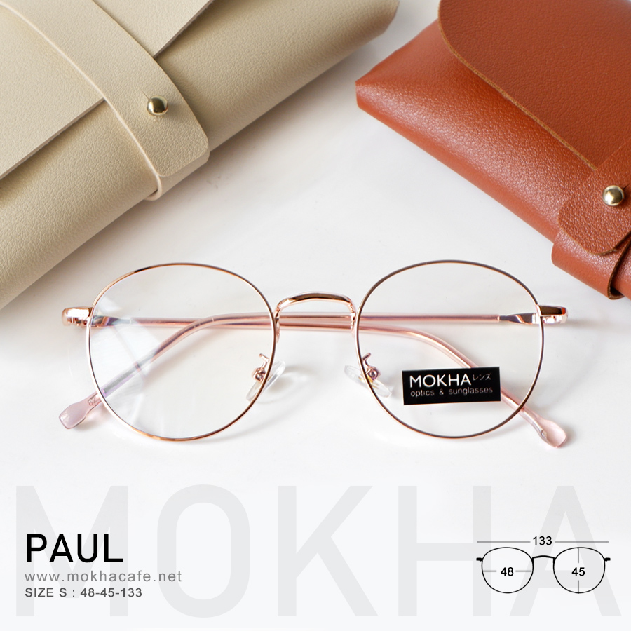 กรอบแว่น PAUL - rose gold ทรงกลม กรอบโลหะ น้ำหนักเบา กว้าง 133 มม. (sizeS) H45