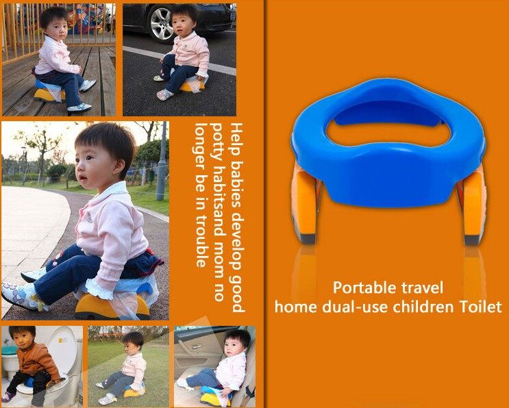 ที่รองชักโครกเด็ก พกพา ฝารองชักโครกเด็ก เบาะรองชักโครกเด็ก ที่รองชักโครกเด็ก กระโถนเด็กพกพา 2 in 1 Potty Trvl-set แถมฟรี !! ถุง 10 ใบ