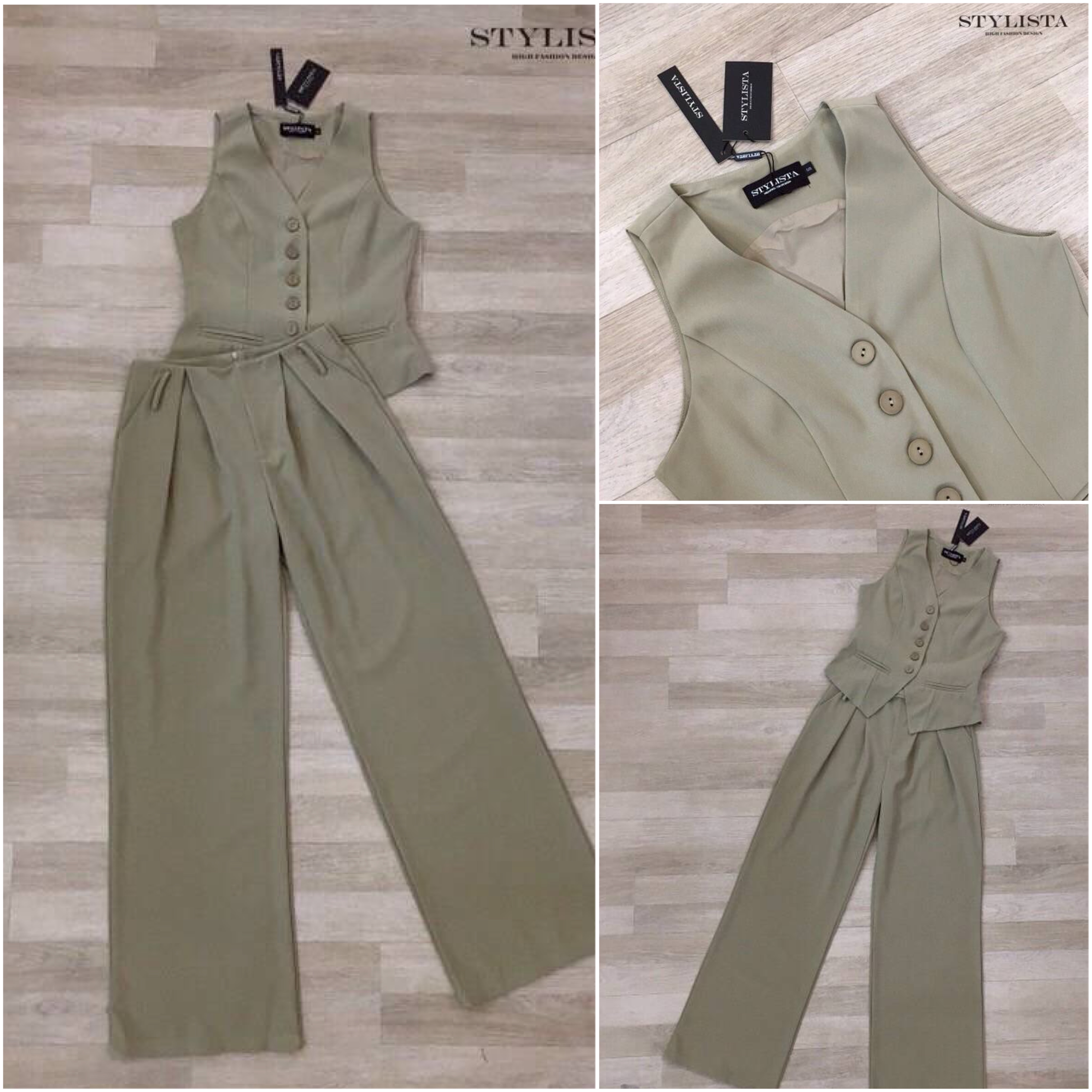 เซ็ตเสื้อกั๊กแขนกุดทรงเข้ารูป มาพร้อมกางเกงขากว้างสุดเป๊ ใส่สบาย : สินค้าคุณภาพ (พร้อมส่ง)