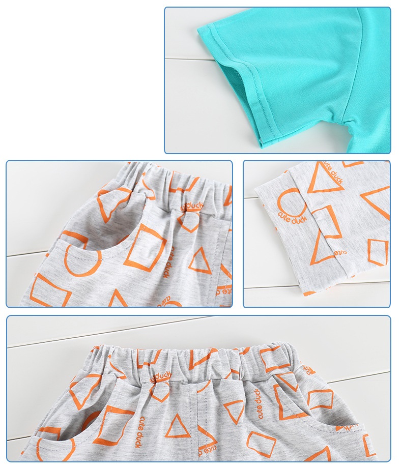 ชุดเด็กเล็ก เสื้อแขนสั้น+กางเกงสามส่วน ผ้านิ่มเด้ง มีขนาดสำหรับเด็ก 0-4 ขวบ