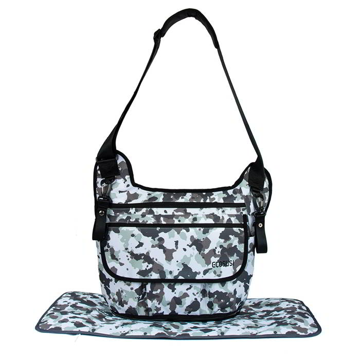 Ecosusi กระเป๋าคุณแม่ กระเป๋าสัมภาระคุณแม่ กระเป๋าแม่ลูกอ่อน ทรงกระเป๋าแมสเซนเจอร์ เดินทางสะดวก แขวนรถเข็นได้ คุณภาพสูง (เขียวลายพราง)