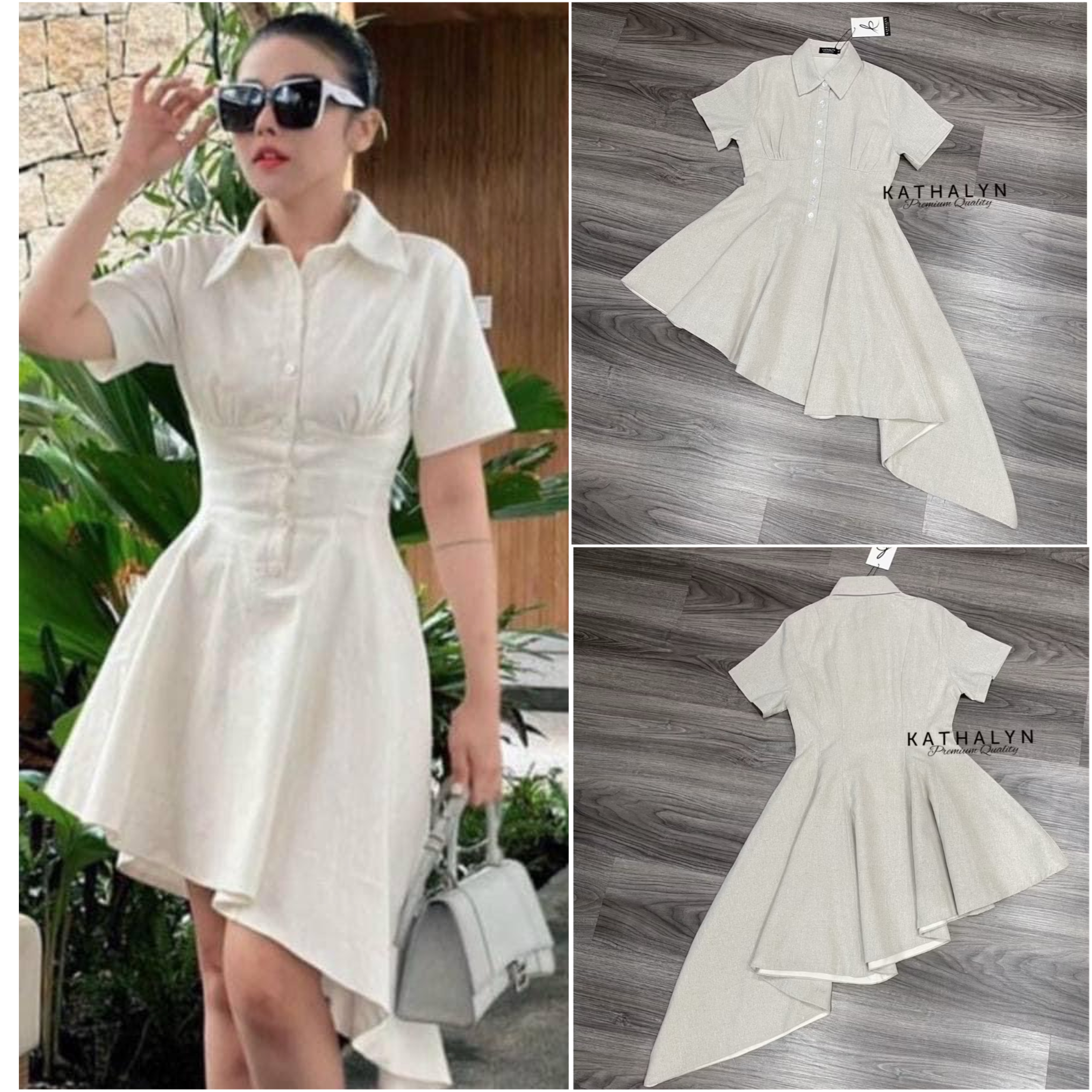 เดรสกระโปรงคอปกทรงเชิ๊ต แขนสั้นทรงพอดีตัวใส่กำลังสวย ท่อนบนแต่งกระดุมเชิ๊ต เนื้อผ้ามีเทกเจอร์สีสวยขับผิว ช่วงเอวเข้ารูปเล็กน้อย ใส่สบาย : สินค้าคุณภาพ (พร้อมส่ง)