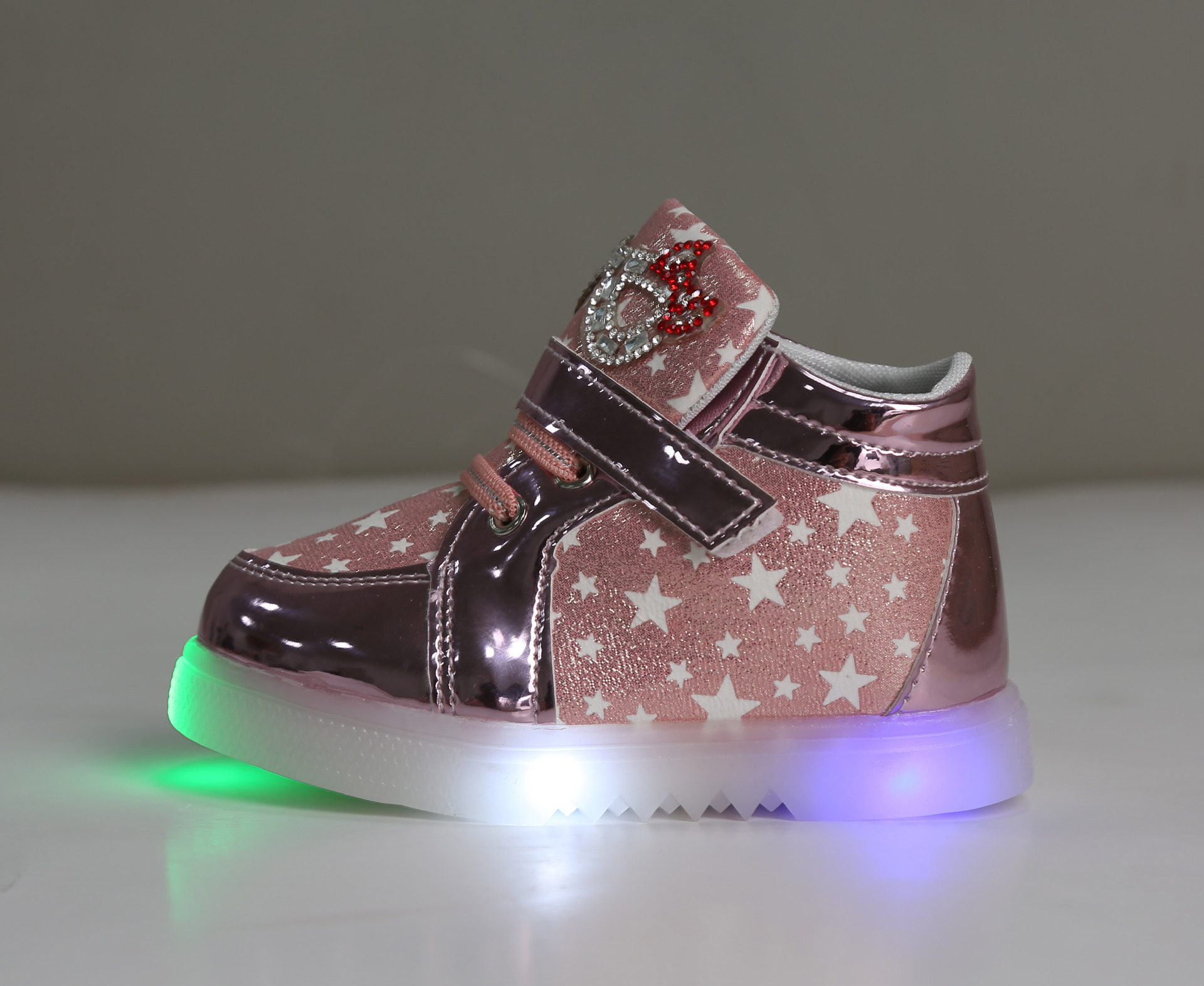 รองเท้าคัชชูเด็กหญิงตัวน้อย สีทองเมทัลลิค มีไฟ+เรืองแสง Size 23