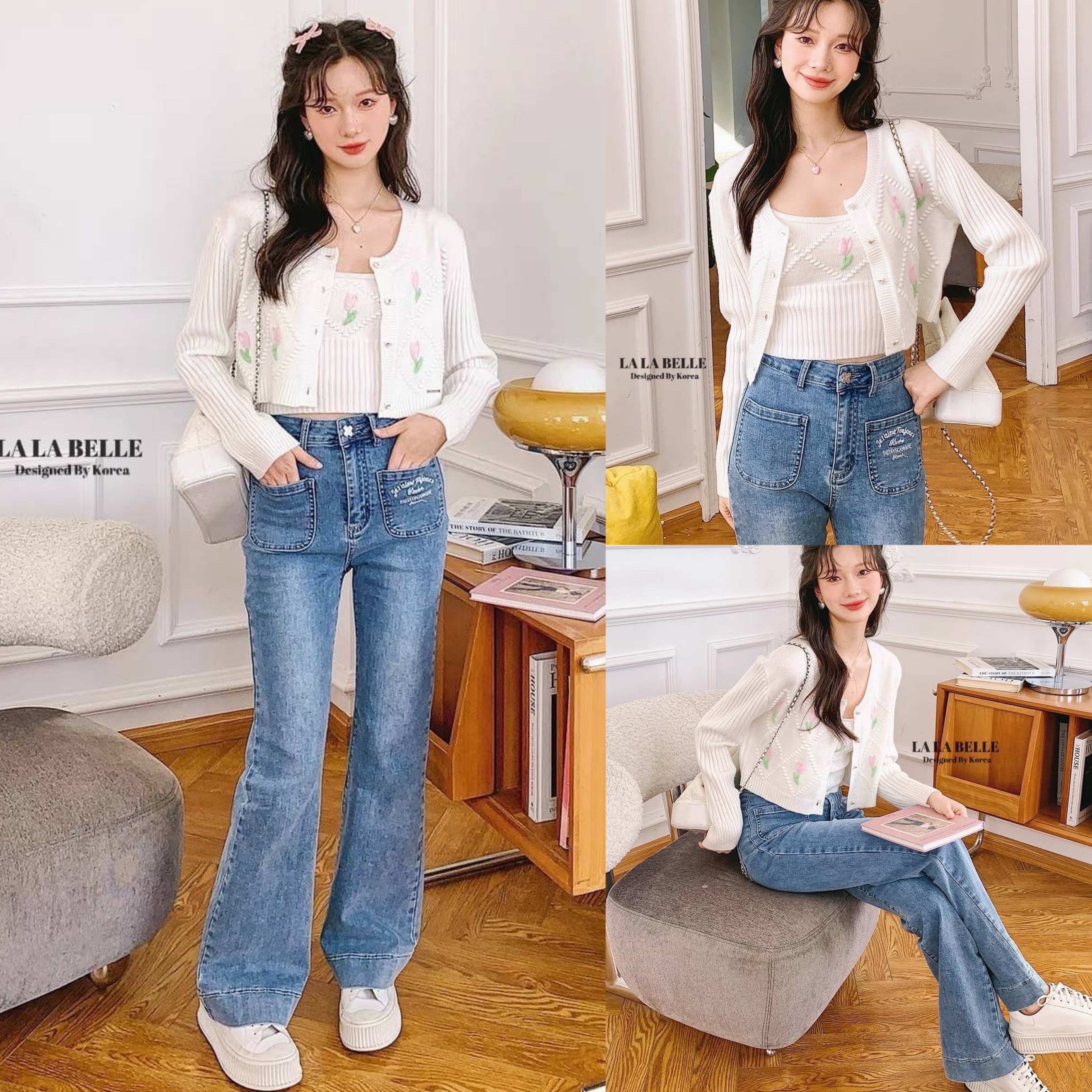 เซต3ชิ้น เสื้อสายเดี่ยวปักดอกไม้ผ้าไหมพรมนุ่มๆใส่สบายมาคู่กับเสื้อคลุมไหมพรมนุ่มปักเหมือนตัวสายเดี่ยวและใส่คู่กับกางเกงยีนส์ขายาวฟอกเข้าชุดอย่างดี สินค้าคุณภาพ (พร้อมส่ง)