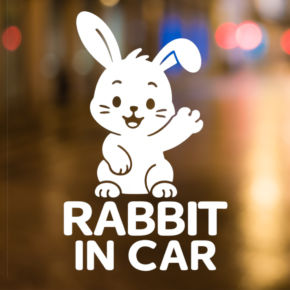 สติ๊กเกอร์ติดรถ RABBIT IN CAR ในรถมีกระต่าย นก ซูก้าไกลเดอร์