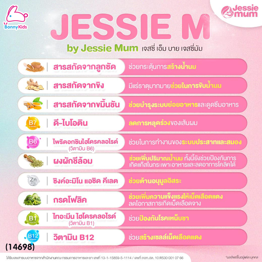 (14698) Jessie Mum (เจสซี่มัม) JESSIE M Next (เจสซี่ เอ็ม เน็กซ์) ผลิตภัณฑ์เสริมอาหารคุณแม่หลังคลอด สูตรปรับปรุงใหม่!