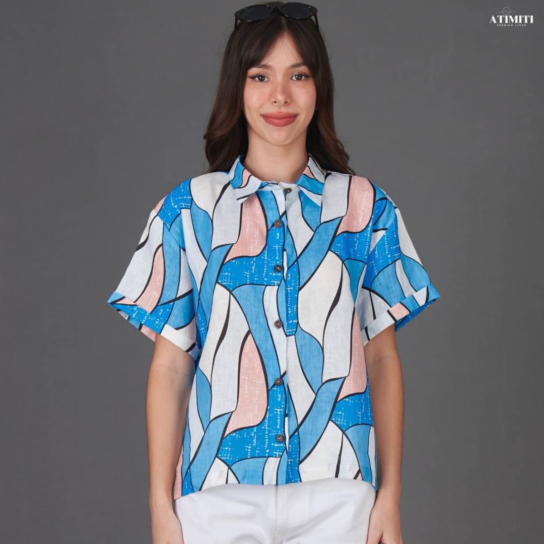 เสื้อเชิ้ต คอปก ลินินแท้ 100% ลายกราฟิกสุดชิค ใส่สบาย : สินค้าคุณภาพ (พร้อมส่ง)