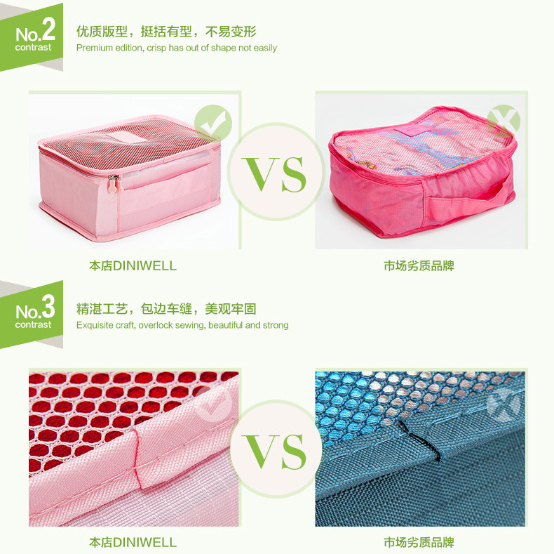 Diniwell Travel Receive Bag กระเป๋าจัดระเบียบเดินทาง 6 ใบ แบ่งใส่เสื้อผ้า กางเกง ชุดชั้นใน กางเกงใน อุปกรณ์ไอที ผลิตจากวัสดุกันน้ำคุณภาพดี มี 9 สีให้เลือก