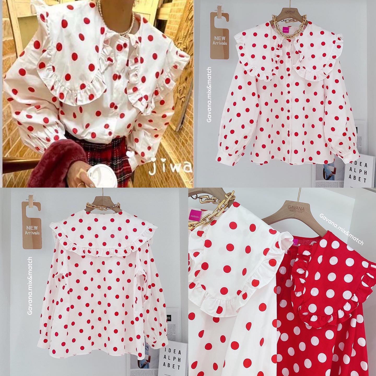 เสื้อเชิ้ตลายจุดปกใหญ่ใส่สวย น่ารักมากเลยค่า เนื้อผ้านุ่มใส่สบายสุดๆ : สินค้าคุณภาพ (พร้อมส่ง)