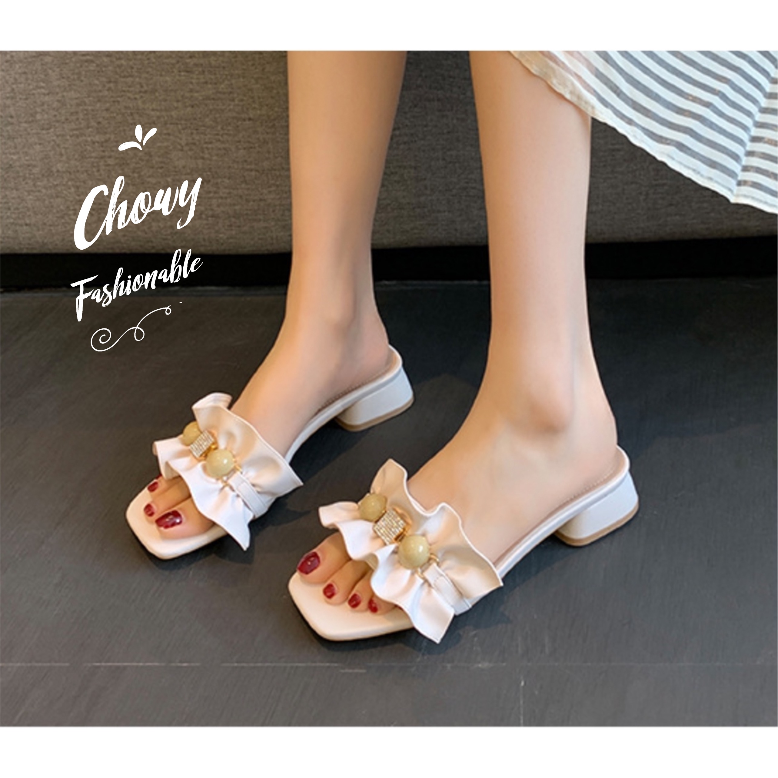 รองเท้าไซส์ใหญ่ 41-43 แตะไซส์ใหญ่ แตะสวมไซส์ใหญ่ สีครีม KR1121