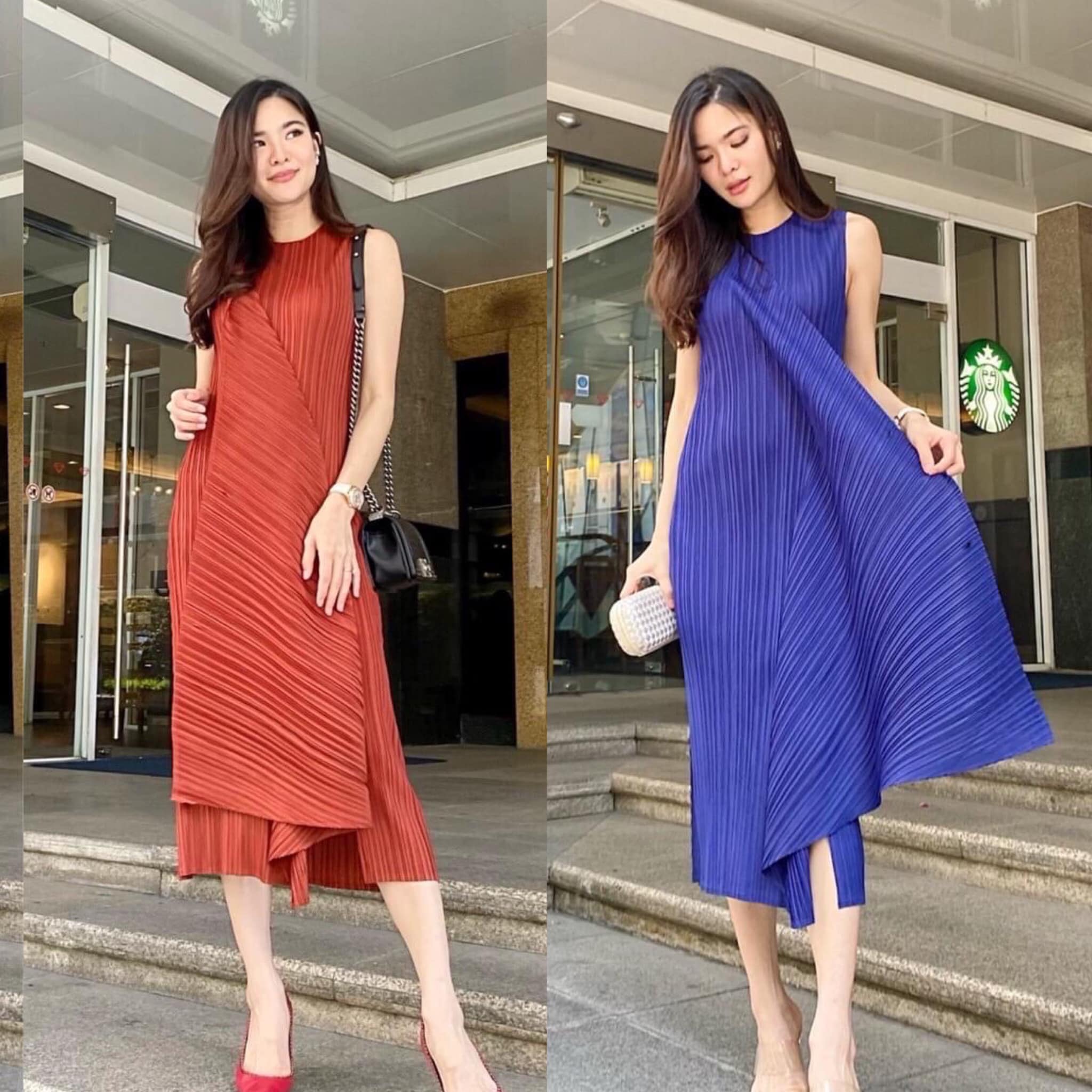 เดรสพลีทตัวยาว อัดพลีท 100% เนื้อเดียวกับงาน Brand งานเกาหลีแท้ 🇰🇷 ละเอียดสวยงาม High Quality ✔️ . สินค้าคุณภาพ (พร้อมส่ง)