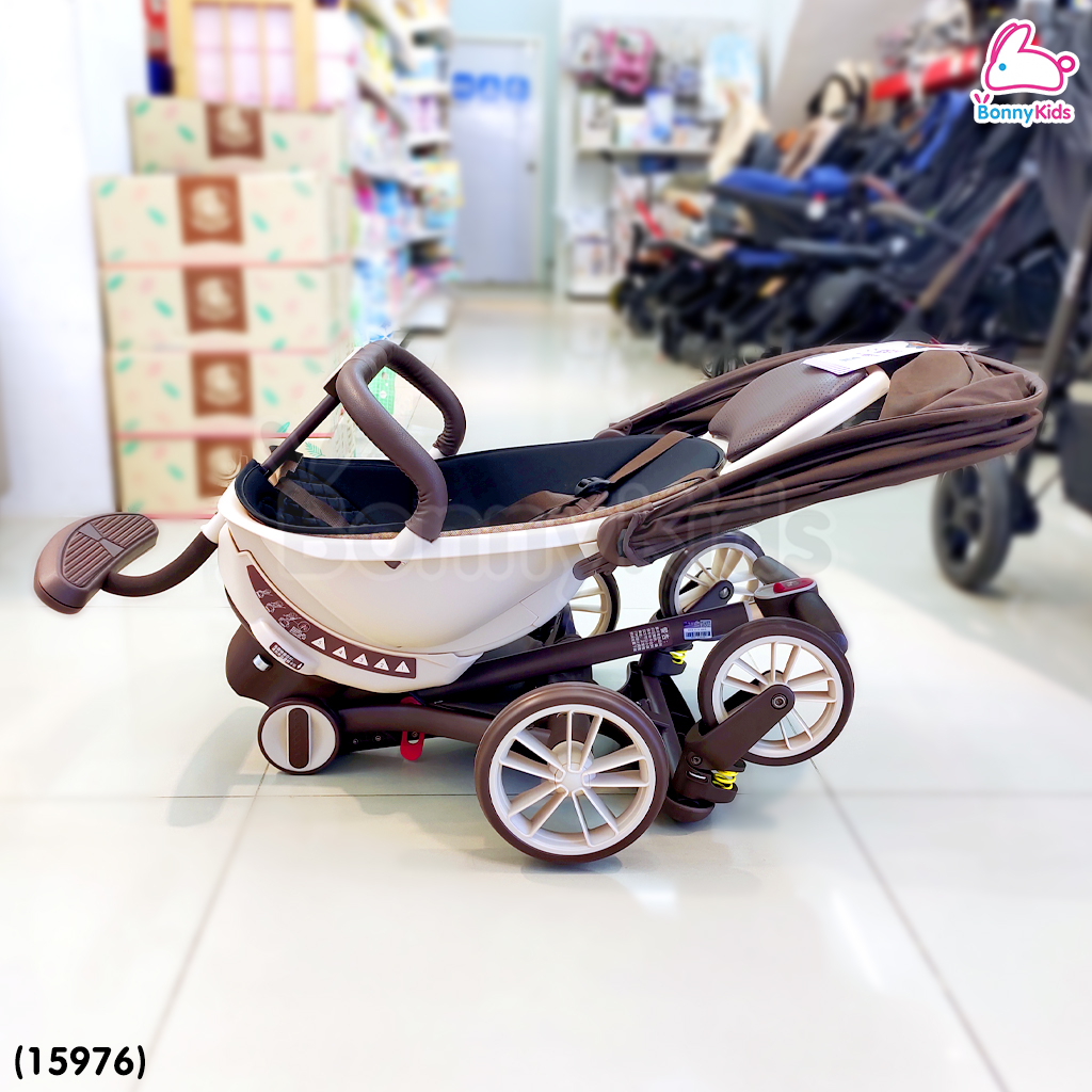 Baby Stroller V18 Plus รถเข็นเด็กปรับหมุนที่นั่งได้ ปรับเอนได้ถึง 5 ระดับ พร้อมหลังคาแบบโดมกัน UV คลุมทั้งเบาะ