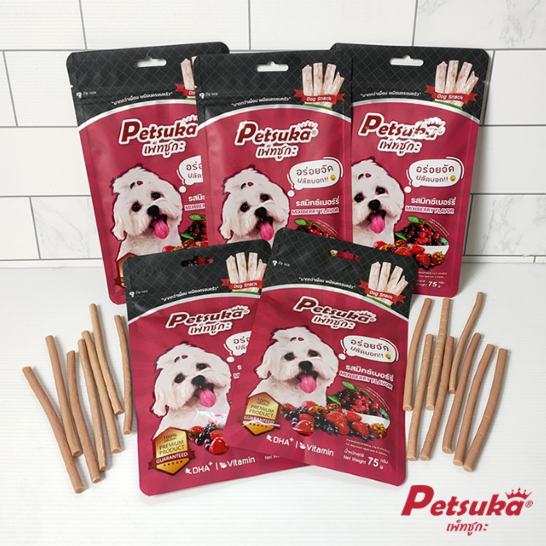 ขนมสุนัข เพ็ทซูกะ (พรีเมี่ยม) รสมิกซ์เบอร์รี่ ขนาด 75 กรัม