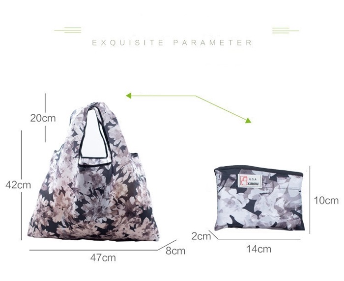 กระเป๋าช้อปปิ้งพับได้ ขนาดพกพา ผลิตจากโพลีเอสเตอร์ ทนทาน น้ำหนักเบา ซักเครื่องได้ (Reusable Grocery Bags, Grocery Tote Foldable, Ripstop Polyester Reusable Shopping Bags, Washable, Durable and Lightweight)