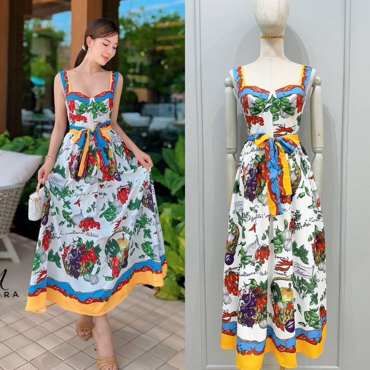 แม๊คซี่เดรสดีไซน์สายเดี่ยวพิมพ์ลายสีสันสดใส ลายสวยคมชัด เนื้อผ้างานพรีเมี่ยม ช่วงกระโปรง ทรงเอบานสวิง ใส่สบาย สินค้าคุณภาพ (พร้อมส่ง)