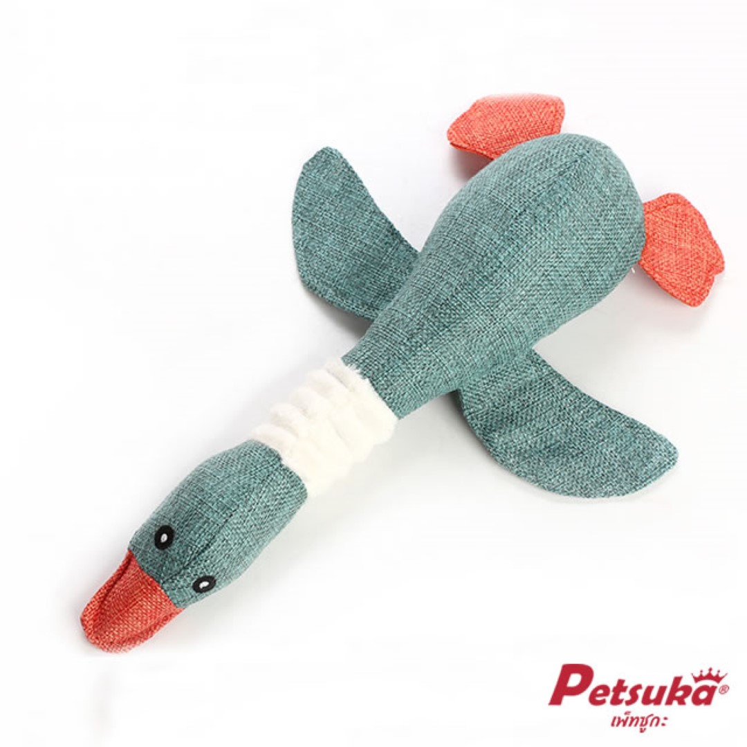 ตุ๊กตาเป็ด ของเล่นสุนัข Petsuka ของเล่นขัดฟันสัตว์เลี้ยง มีเสียง สีเขียว