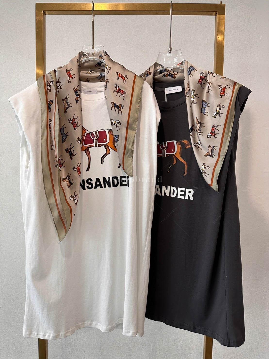 minidress แขนกุดเสริมบ่ารูปม้า + ผ้าพันคอ : สินค้าคุณภาพ (พร้อมส่ง)