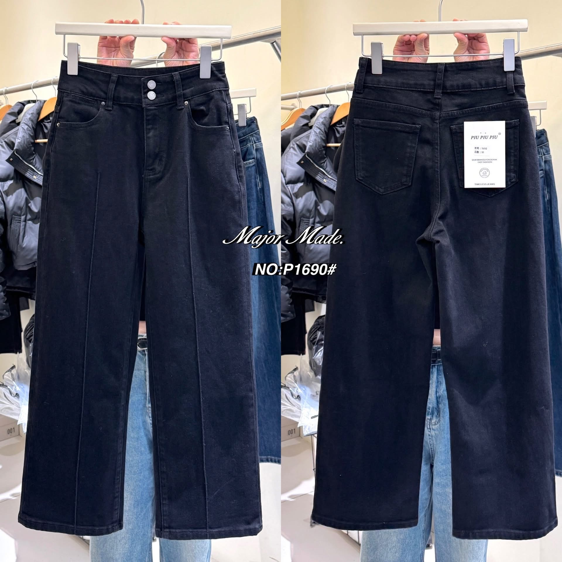 กางเกงยีนส์สีดำขา9ส่วน ปลายขาเย็บ เอวสูง แต่งกระดุม2เม็ด ดีเทลด้านหน้าแต่งตะเข็บเก๋ๆ เนื้อผ้ายืดหยุ่นเก็บทรง ใส่ดูเพรียวมาก(ผ้ายืด) ใส่สบาย : สินค้าคุณภาพ (พร้อมส่ง)