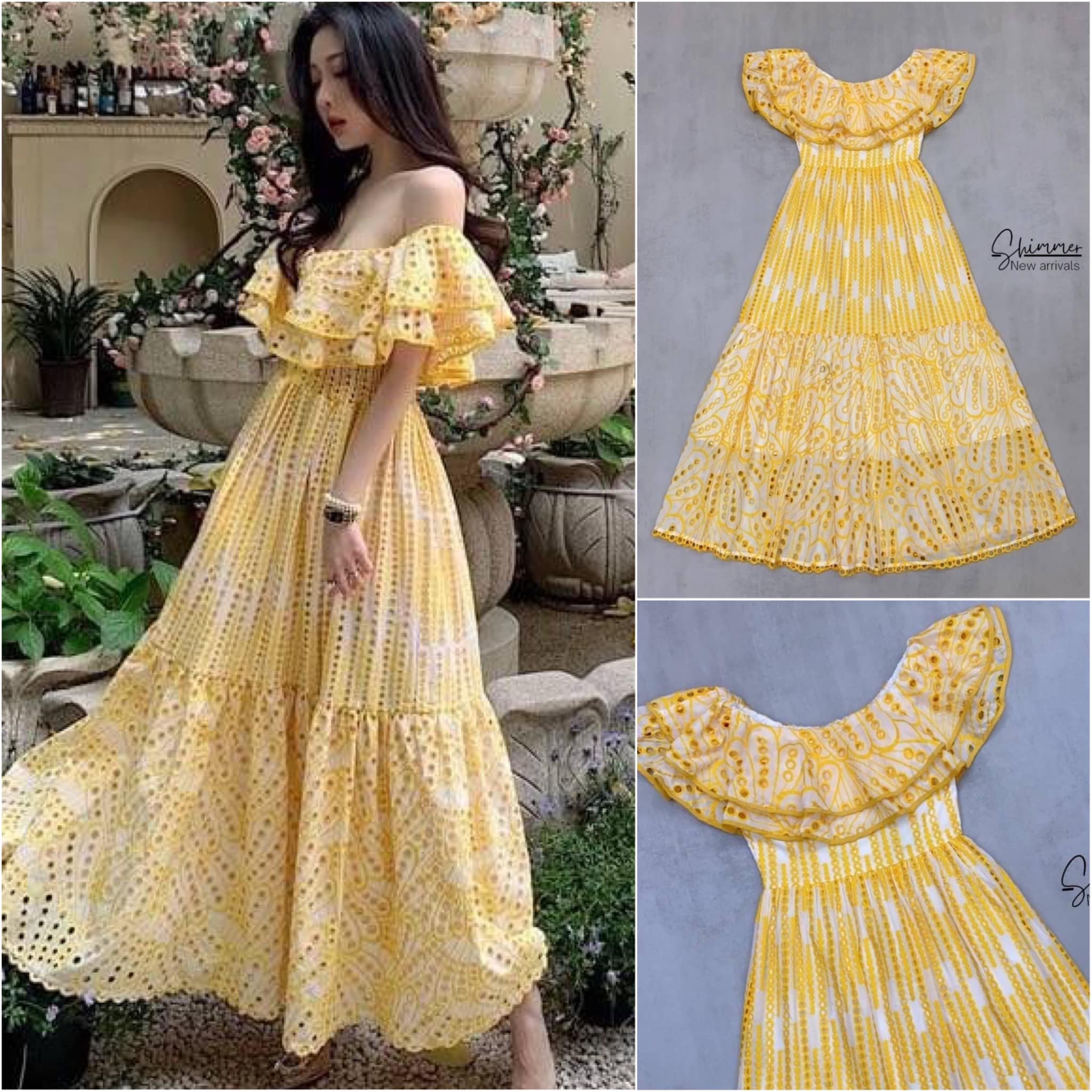 แม็กซี่เดรสงานปักแน่นๆ ทั้งชุด สินค้าคุณภาพ (พร้อมส่ง)