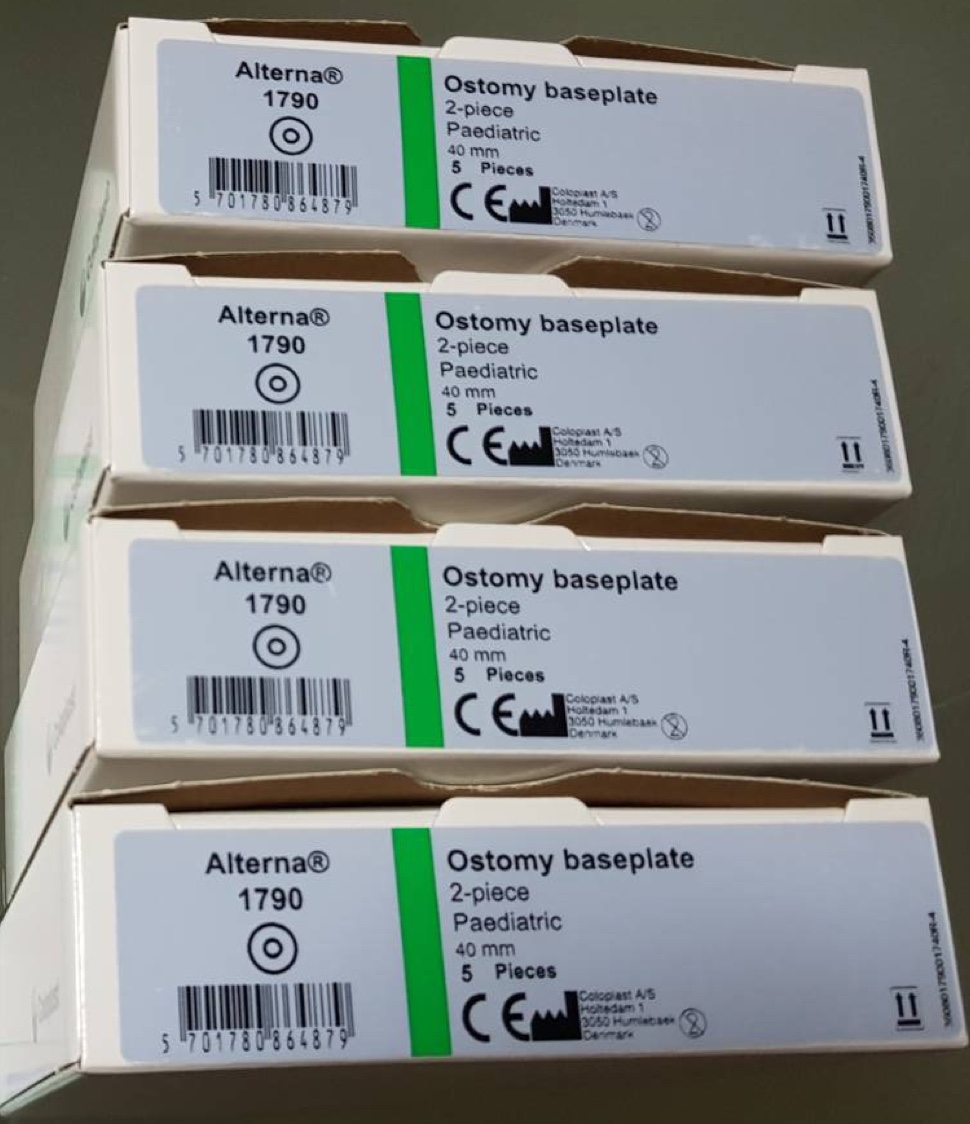 Coloplast แป้นติดถุงหน้าท้องสำหรับเด็ก ขนาด 40 mm. กล่องละ 5 ชิ้น