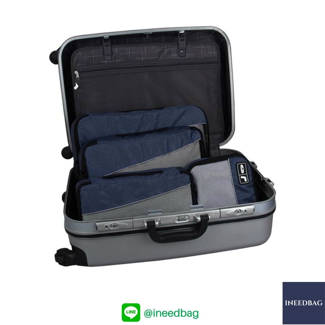 Bagsmart กระเป๋าจัดระเบียบเดินทาง 4 ใบต่อชุด ใส่เสื้อผ้า ชั้นใน ถุงเท้า เข็มขัด (ฺNavy Blue) (Bagsmart Packing Cubes 4-Pcs Travel Organizer)