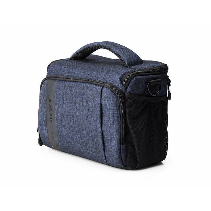 กระเป๋าใส่กล้องถ่ายรูป SLR/DSLR ขนาดกะทัดรัด พร้อมผ้าคลุมกันฝนหรือสิ่งสกปรก (สี Heather Blue) (BAGSMART Compact Camera Shoulder Bag for SLR/DSLR with Waterproof Rain Cover)