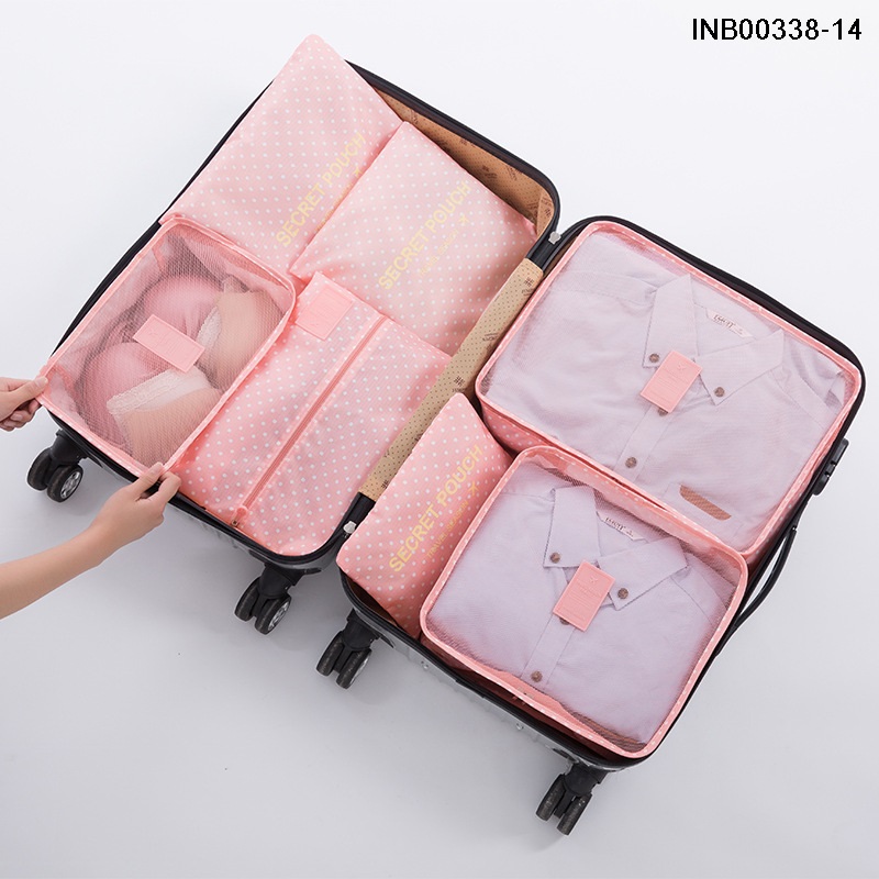 Travel Season กระเป๋าจัดระเบียบเดินทาง 7 ชิ้น จัดกระเป๋าเดินทาง ท่องเที่ยว ใส่เสื้อผ้า ชุดชั้นใน รองเท้า พกพาสะดวก มีให้เลือก 14 สี/ลาย