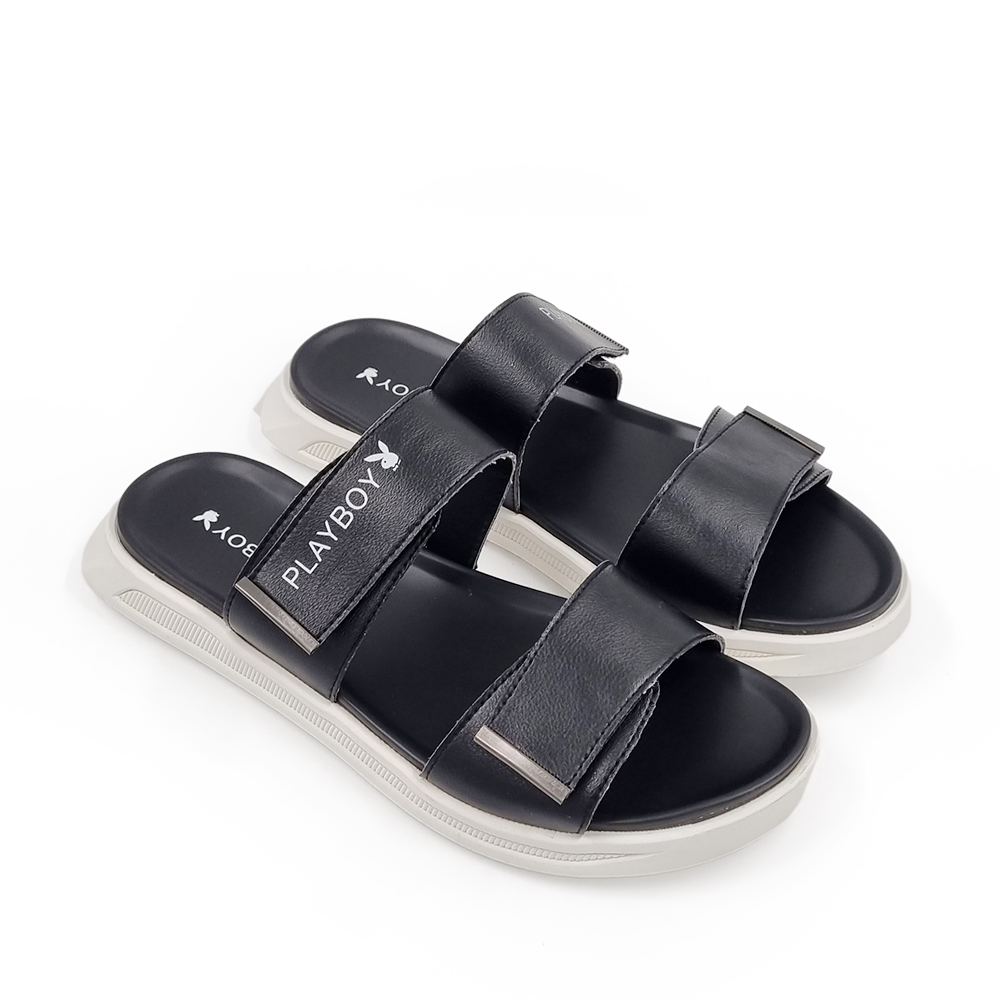 รองเท้าแตะไซส์ใหญ่ 44 EU Sandal Men แบบเทปแปะ สีดำ KR1009BL