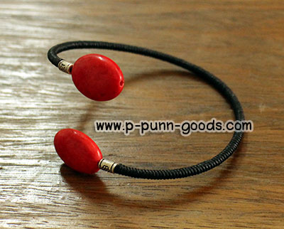 กำไลพันเชือกเทียน หินปะการังแดง