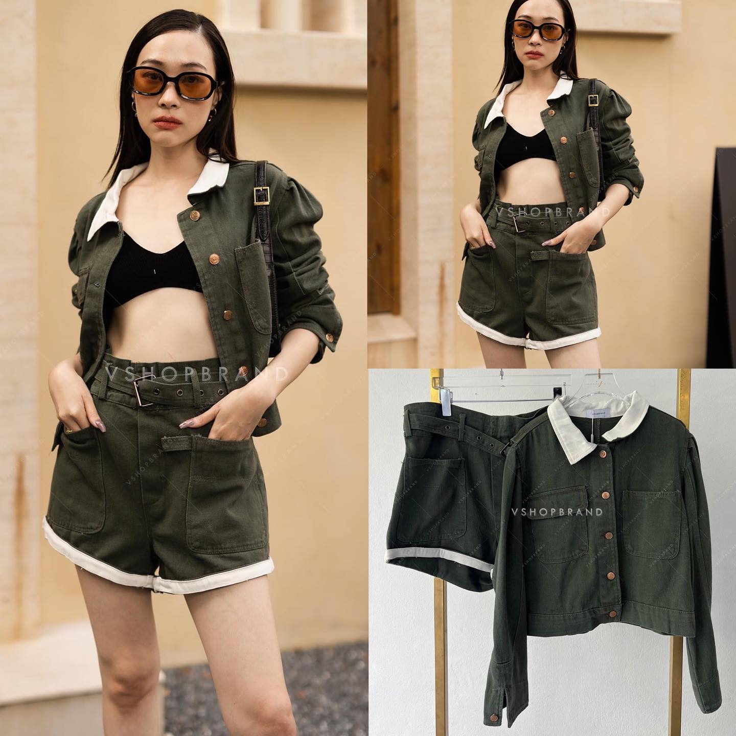 set แจ็คเก็ตแขนยาวผ้าเดนิม แต่งสีปกตัดกับชุด มีกระเป๋าอก 2 ข้าง มาพร้อมกางเกงขาสั้นเอวทรงขนมจีบ เพิ่มกิมมิคพับขาแบบสาวชิค มาพร้อม เข็มขัดเข้าเซท ใส่สบายๆ สินค้าคุณภาพ (พร้อมส่ง)